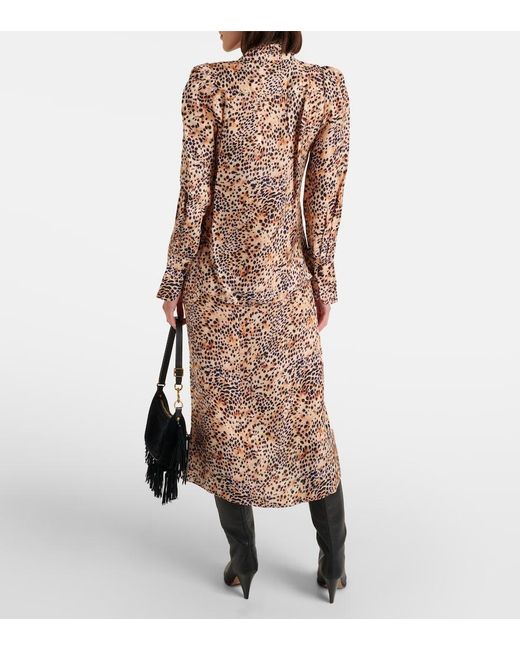 Isabel Marant Brown Lamia Leopard-Print Ruffled Blouse