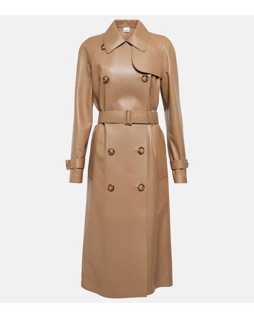 Burberry Waterloo Leather Trench Coat in Natural | Lyst