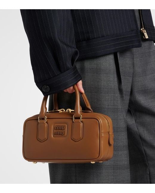 Miu Miu Brown Arcadie Small Leather Tote Bag