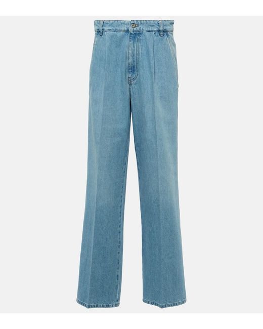 Jeans A Gamba Larga E Vita Bassa di Miu Miu in Blue