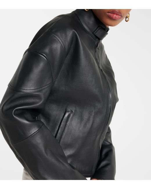 Acne Black Logo Leather Jacket
