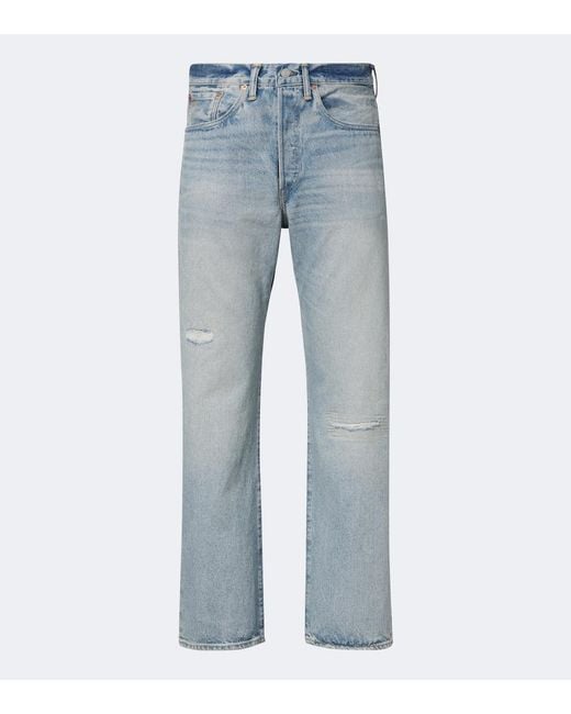 RRL Blue Faded Straight Jeans for men