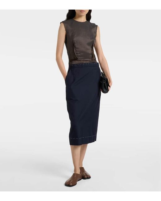 Maison Margiela Blue Twill Midi Dress