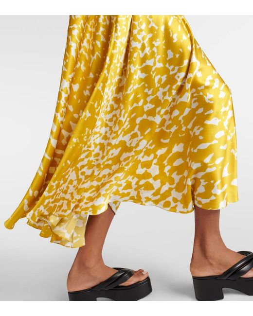 Falda larga Ameera de seda estampada Roksanda de color Yellow