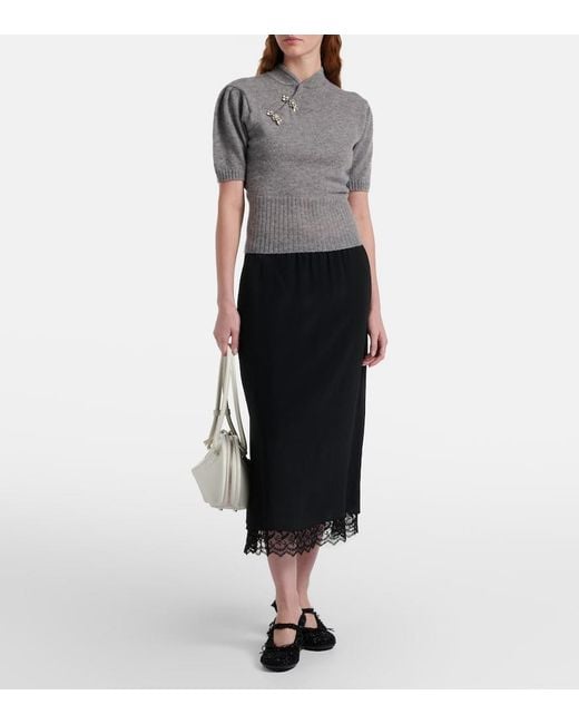 Simone Rocha Gray Embellished Cashmere Sweater