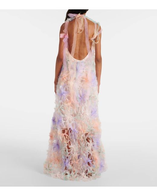 Abito Lungo Air-Whirl Con Applicazioni Floreali di SUSAN FANG in Pink