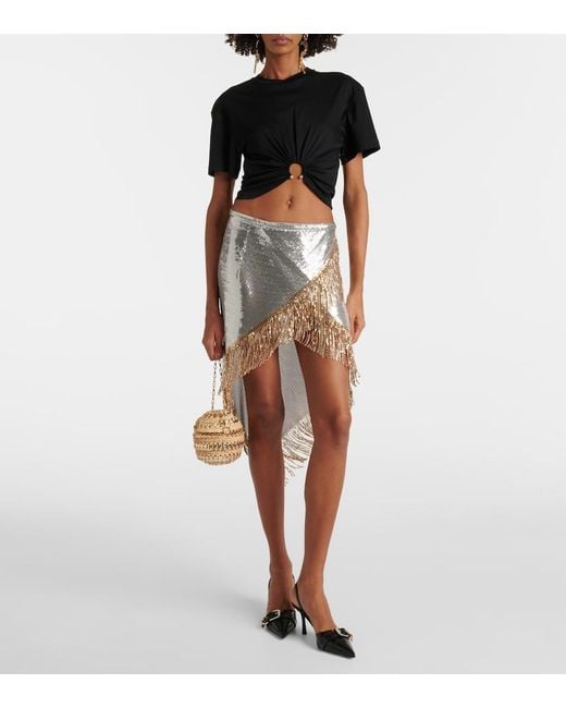 Rabanne Gray Chainmail Asymmetric Midi Skirt