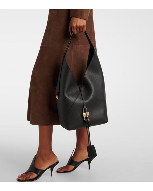 Ferragamo Black Origami Medium Leather Tote Bag