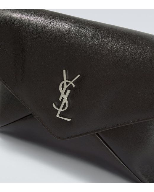 Saint Laurent Black Cassandre Envelope Leather Messenger Bag for men