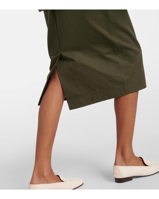Max Mara Green Cognac Denim Midi Skirt