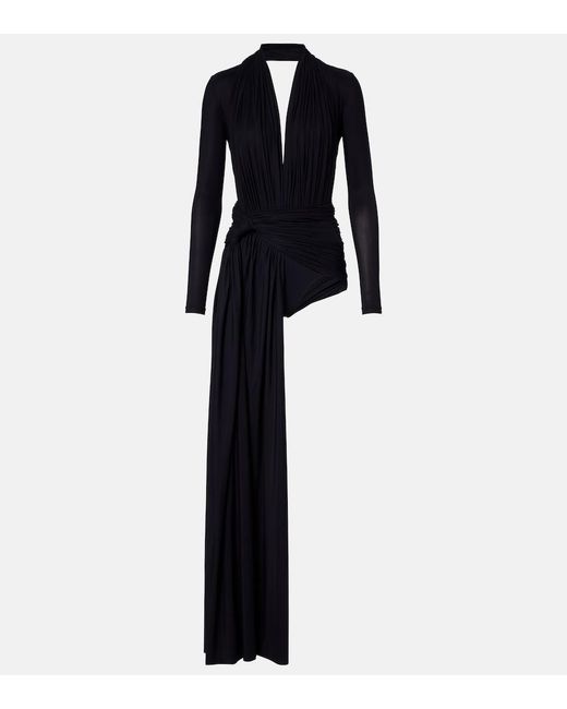 Balenciaga Blue Asymmetric Draped Minidress