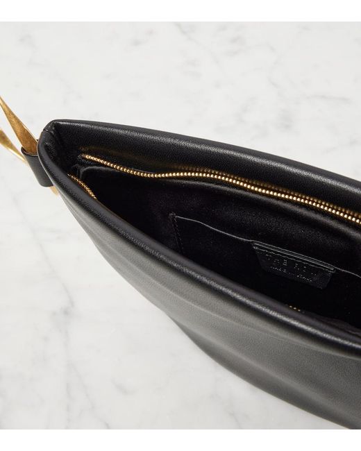 The Row Black Geo Leather Clutch
