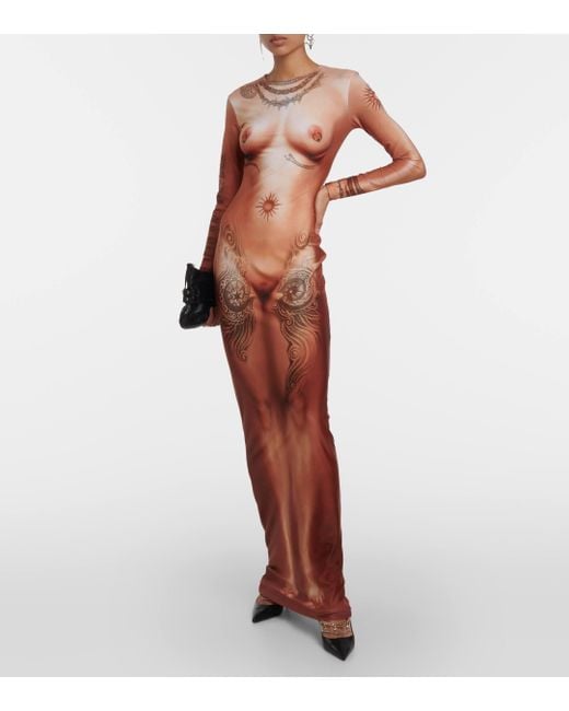 Robe longue et à images Jean Paul Gaultier en coloris Brown