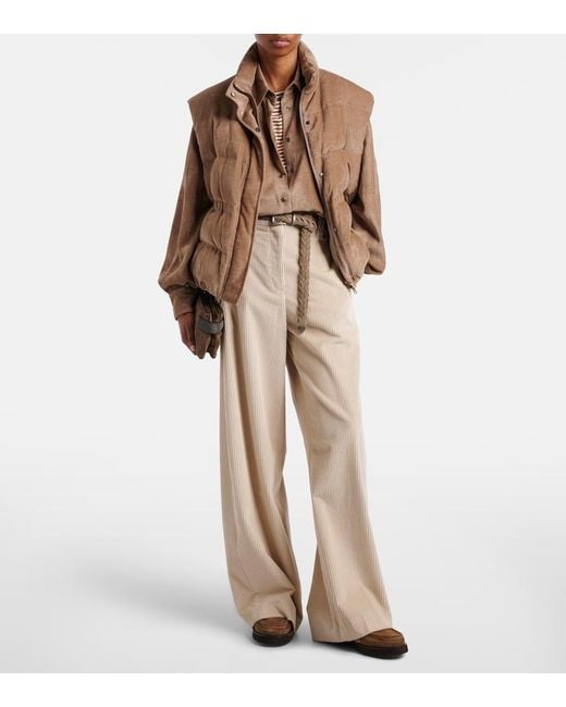 Brunello Cucinelli Brown Daunenweste Monili Aus Cord