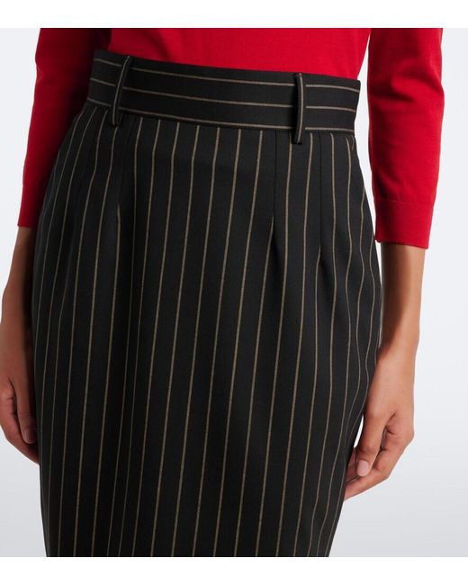 Dolce & Gabbana Black Pinstriped Wool Pencil Skirt