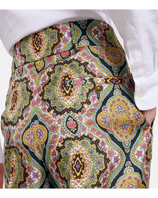 Etro Multicolor Printed Silk Wide-Leg Pants