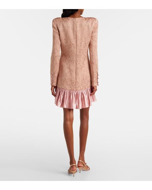 Valentino Pink Wool And Silk-Blend Matelasse Minidress