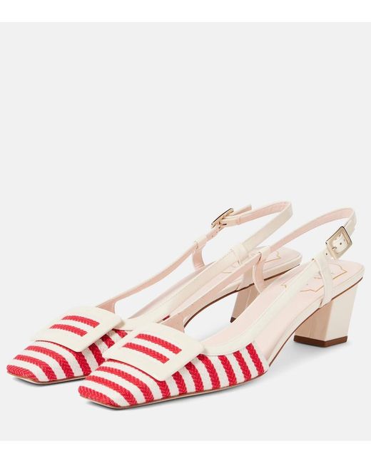 Roger Vivier Pink Belle Vivier 45 Striped Slingback Pumps