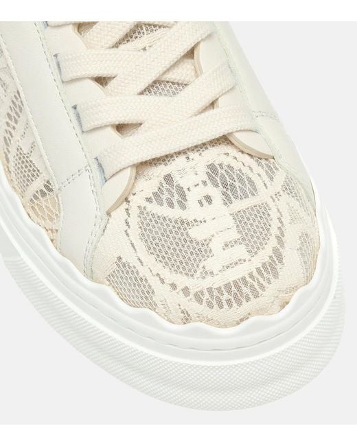 Chloé Natural Chloé 'Lauren' Low-Top Sneakers