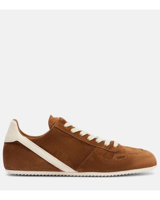 Rick Owens Brown Minimal Suede Sneakers
