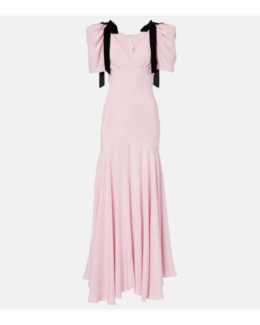 Rodarte Pink Bow-Detail Silk Crepe Gown