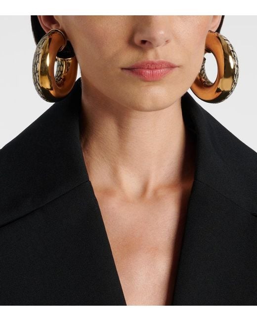 Jacquemus Metallic The Mojave Snake-Effect Hoop Earrings