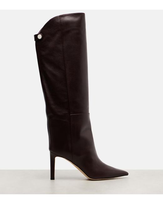 Jimmy Choo Brown Alizze 85 Leather Knee-High Boots