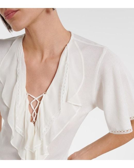 Dorothee Schumacher White Pure Sleekness Ribbed-Knit Cotton Top