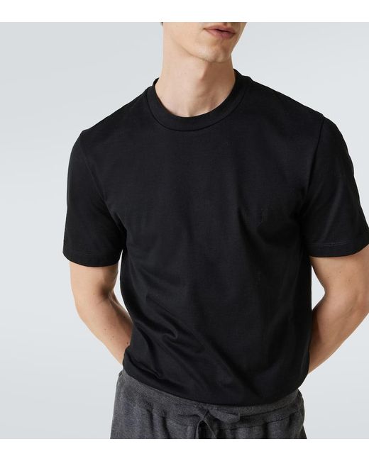 Brioni T-Shirt Aus Baumwoll-Jersey in Black für Herren