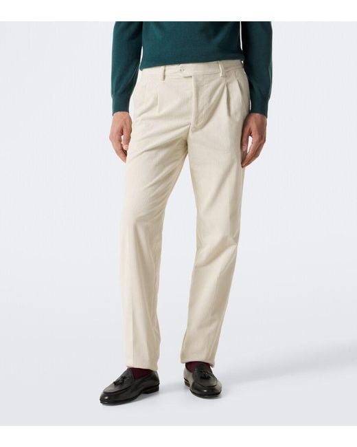 Rubinacci Natural Modluca Cotton Corduroy Straight Pants for men