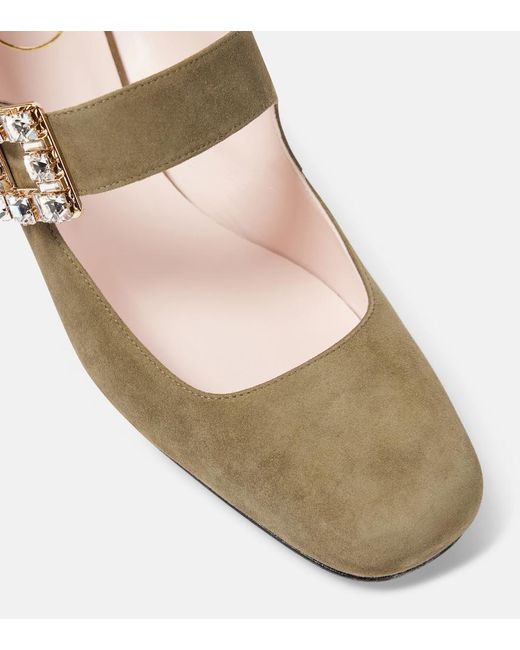Roger Vivier Natural Tres Vivier 45 Suede Pumps