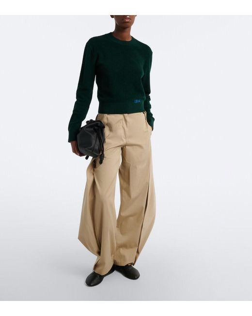 Loewe Green Logo Wool Sweater