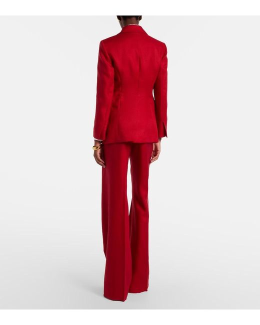 Max Mara Red Badesse Linen Wide-Leg Pants