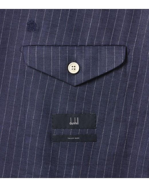 Dunhill Blue Pinstripe Double-Breasted Linen Blazer for men