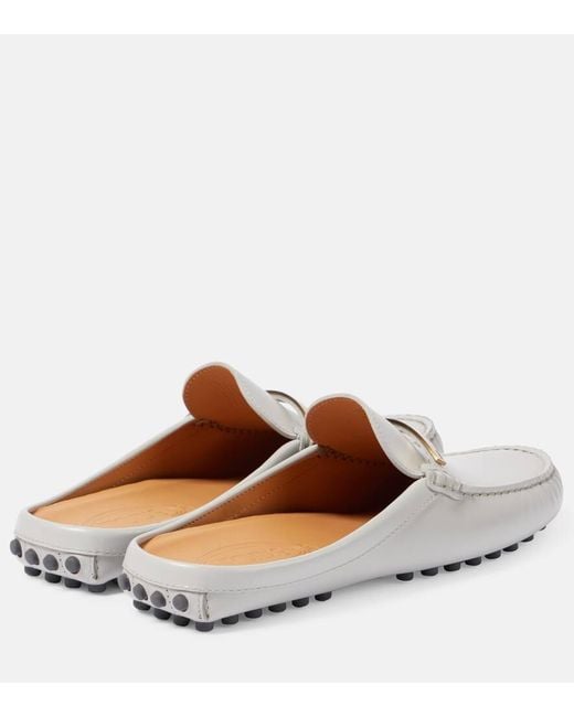 Tod's White Slippers Gommino Aus Leder