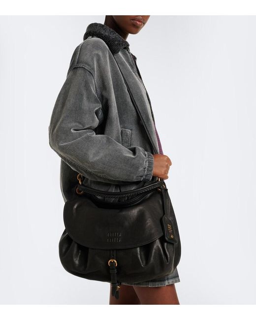 Miu Miu Black Rendez‑Vous Leather Top-Handle Bag