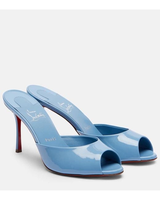 Christian Louboutin Blue Me Dolly 85 Patent Leather Mules