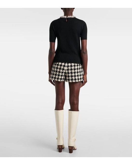 Valentino Black Embroidered Virgin Wool Top