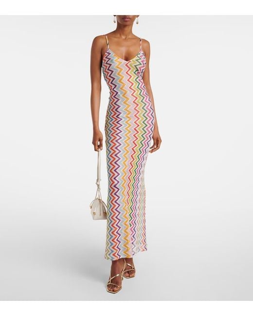Missoni White Maxikleid Aus Haekelstrick
