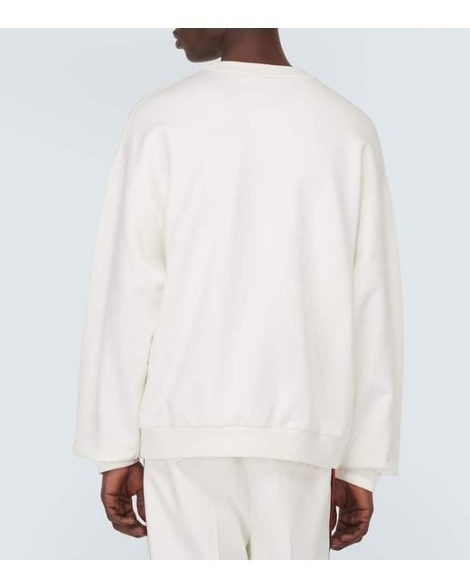 Gucci White Cotton Jersey Sweatshirt With Embroidery for men