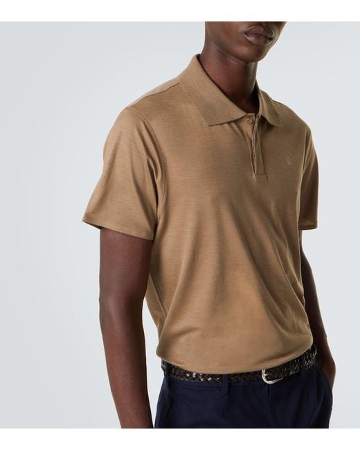 Dunhill Brown Wool And Cashmere Polo Shirt for men