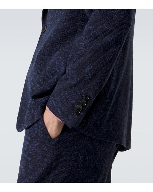 Etro Blue Printed Jersey Blazer for men