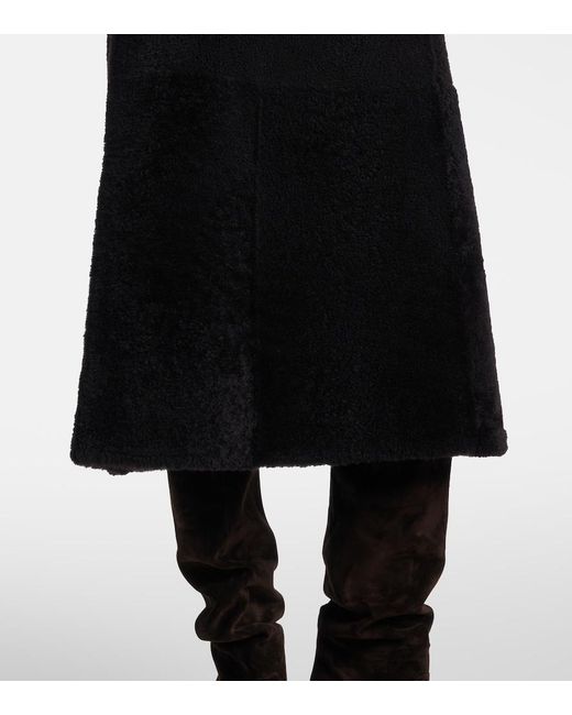 Yves Salomon Black Shearling Maxi Skirt