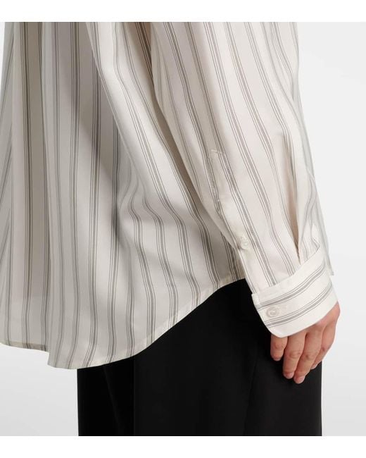 Camisa Eirlys De Popelin De Seda A Rayas The Row de color White