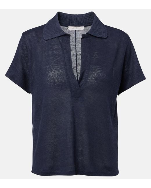 Dorothee Schumacher Blue Natural Ease Hemp Polo Shirt