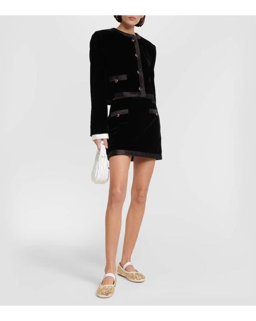 Miu Miu Natural Crystal-Embellished Leather Ballet Flats