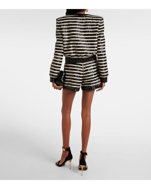 Veste Rayee A Sequins Balmain en coloris Black