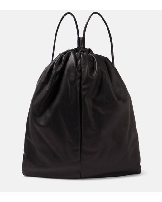 The Row Black Puffy Medium Leather Backpack