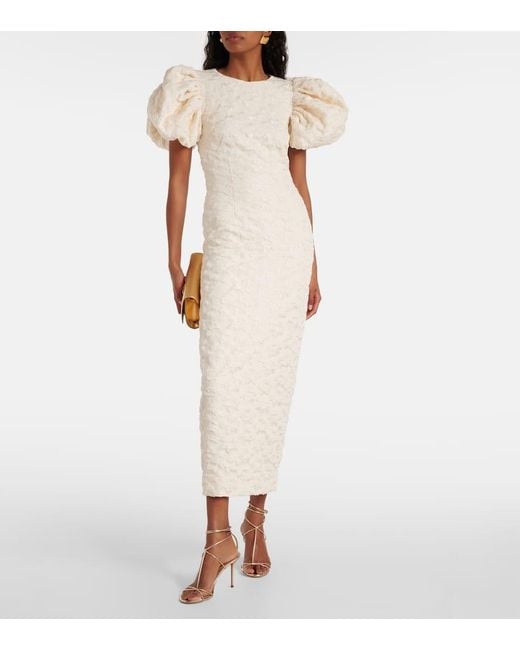 ROTATE BIRGER CHRISTENSEN White Patterned-jacquard Midi Bridal Dress