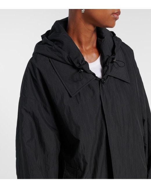AYA MUSE Black Hooded Cotton-Blend Coat